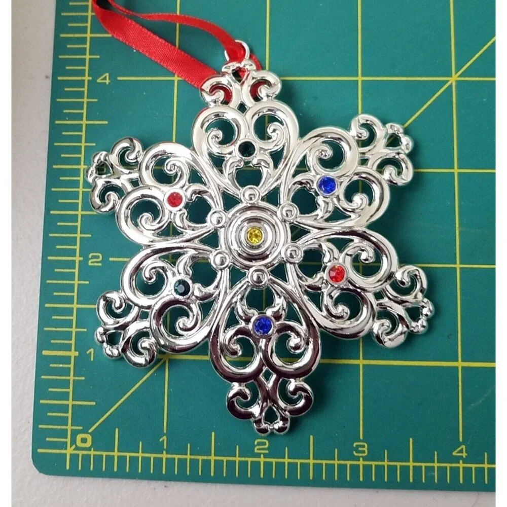 LENOX Sparkle Scroll Multi Crystal Silver‎ Plate snowflake holiday Christmas NIP